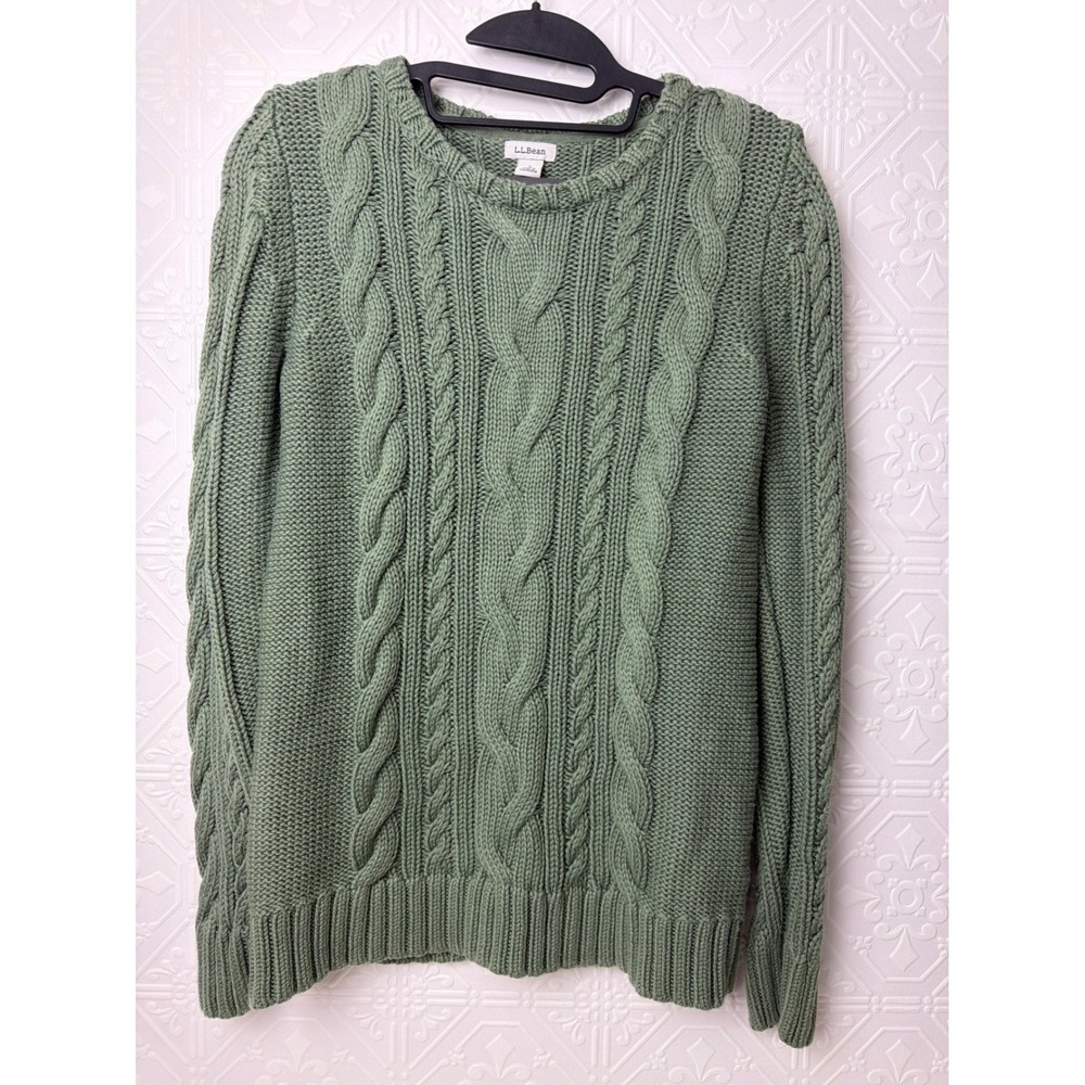 L.L. Bean Fisherman Sweater Women S 100% Cotton Coastal Heritage Prep Cable Knit